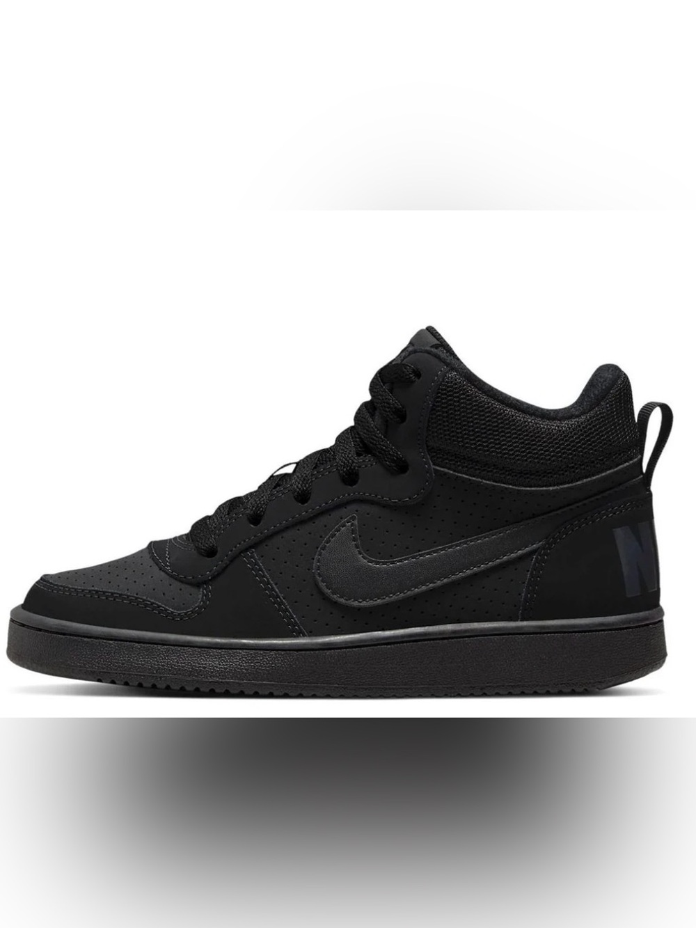 Nike Court Borough Mid 'Triple Black Black High-Top Trainer Sneaker Size 6Y